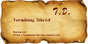 Tormássy Dávid névjegykártya